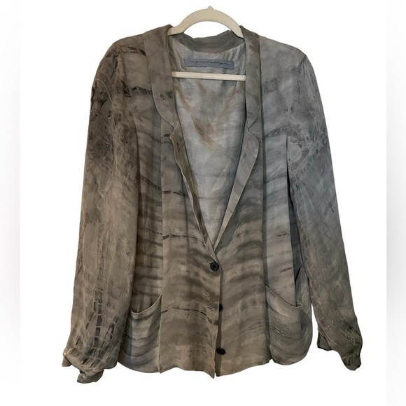 Raquel Allegra / Swing Tie Dye Coat Jacket grey Shibori 2 large L - Picture 2 of 8